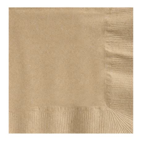 Beverage Napkin, 2-ply, Size: 10"x10" unfolded; 5”x5” folded, Color: Natural / Kraft, Made from 100% Recycled Content, Compostable, 3000/cs