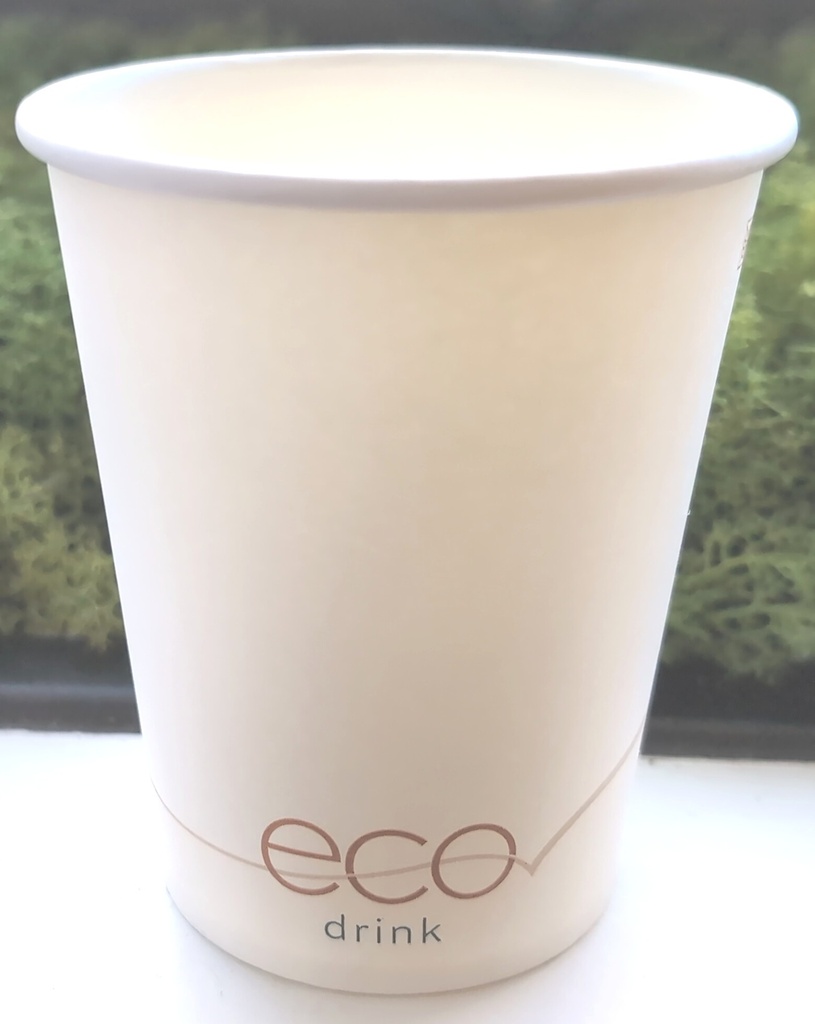 [100102] 8 oz DRINK ECO Compostable, Single Wall Hot Cup, Material: PLA Lined Paper; 280gsm+30pla, 1000/cs