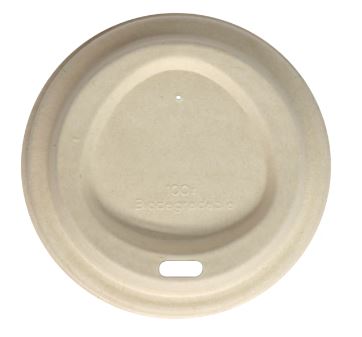 Hot Cup Dome Lid, Fits 10 oz to 20 oz cups, Material: Fiber, Color: Natural, Compostable, 1000/cs