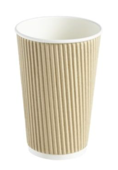16 oz ripple hot cup, Color: Kraft, 500/cs