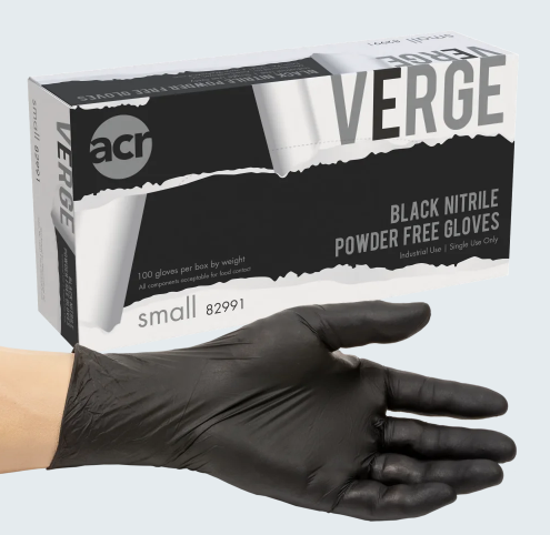 Nitrile Gloves, Powder Free, Size: Small, Color: Black, General Purpose, Thickness: 3 Mil, 1000/cs