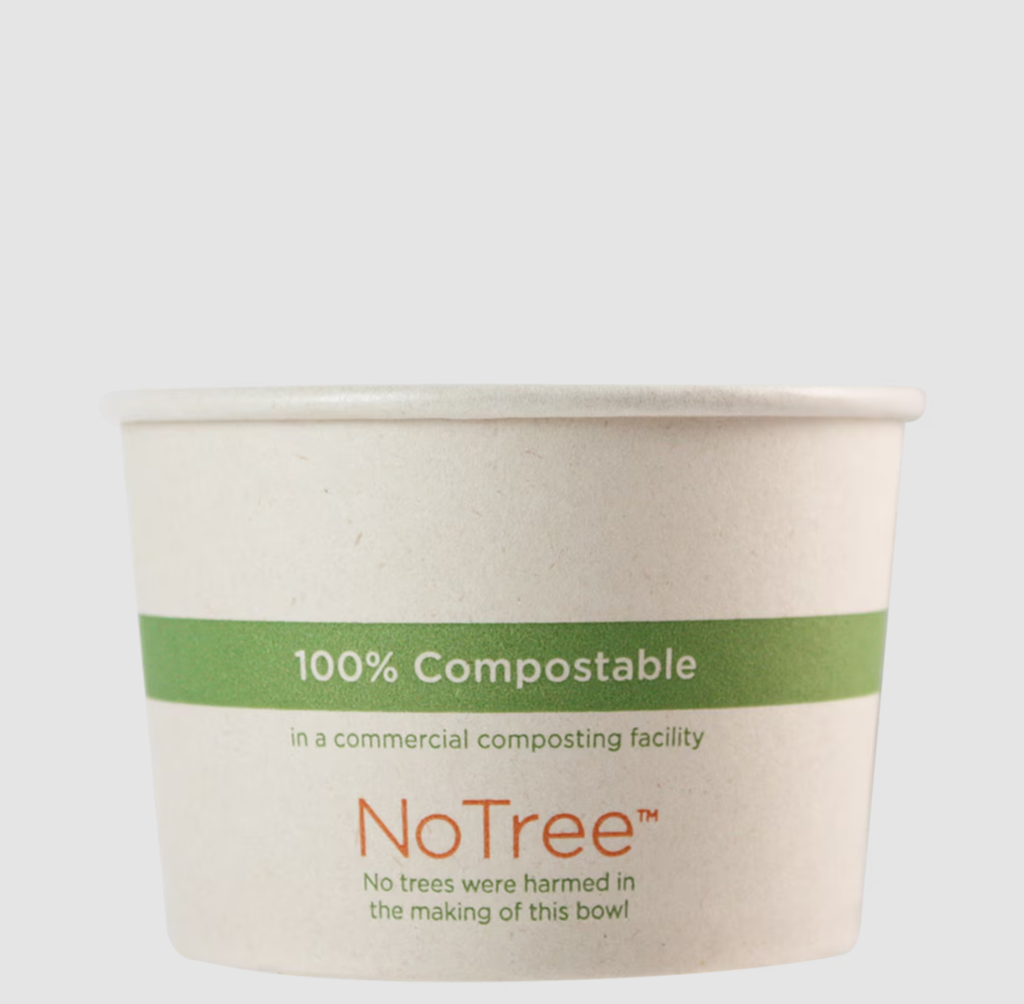 8 oz NoTree Hot Food Container / Soup Container, Color: Kraft, Certified Compostable, 1000/cs