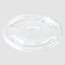 Flat Lid with Straw Slot for 16 oz & 20 oz cold cups with green stripe, Color: Clear, Material: PLA, Certified Compostable, 1000/cs