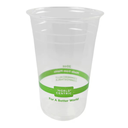 20 oz Cold Cup, Color: Clear with green stripe, Material: PLA, Certified Compostable, 1000/cs