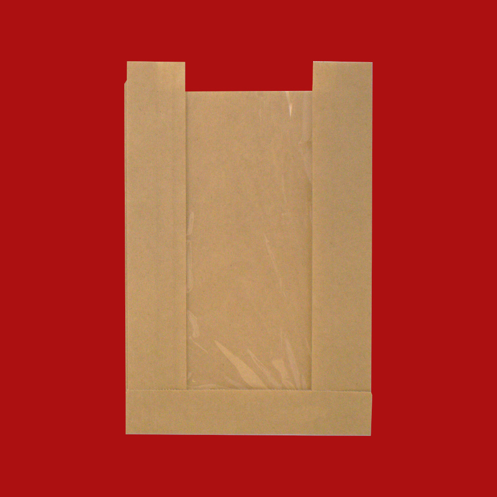 Cookie/Pastry Panel Bag with Window, Size: 5"x1.5"x7", Color: Natural, 500/cs