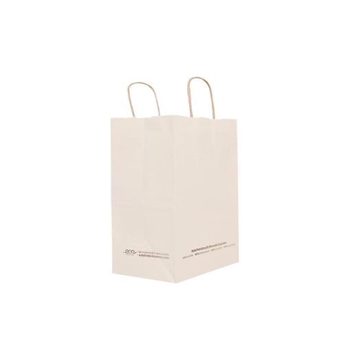 EAT DRINK CLEAN ECO Sugarcane Paper Bag with Handles, Size: 12"x9"x16"H, Compostable, Recyclable, Color: Off-White Natural, Material: Tree Free Sugarcane Fiber, 250/cs