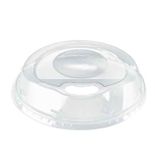 DRINK ECO Sip lid, Fits 9 oz, 12 oz, 16 oz & 20 oz cold cups, Color: clear, Material: 100% Post Consumer Recycled PET, Recyclable, 1000/cs