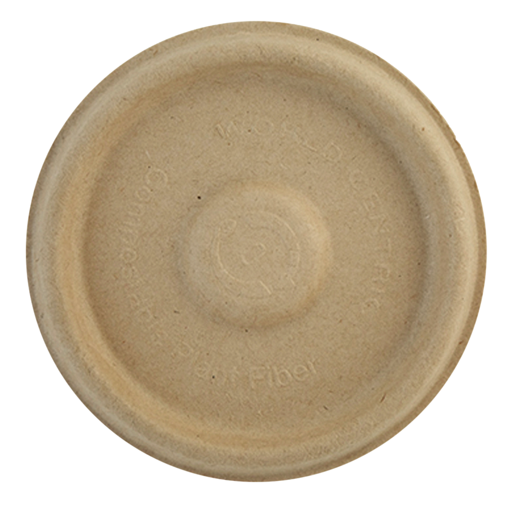 Flat lid for 2 oz portion cup, Unbleached plant fiber, Natural, Compostable, 2000/cs