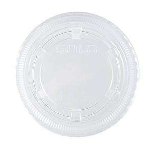 Portion Cup Lid, fits 3.25 oz, 4 oz & 5.5 oz cups, Color: Clear, Material: Polypropylene, 125 Lids/Sleeve; 20 Sleeves/Cs; 2500 Lids/Cs