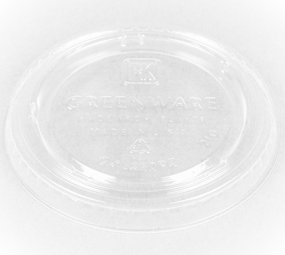 Lid for 2 oz PLA Portion Cup, Flat, Material: PLA, Color: Clear, Compostable, 2000/cs