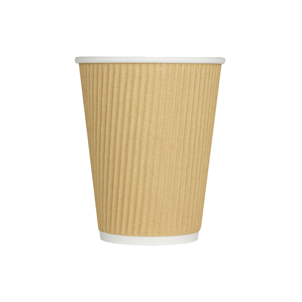 12 oz ripple hot cup, Color: Kraft, 500/cs