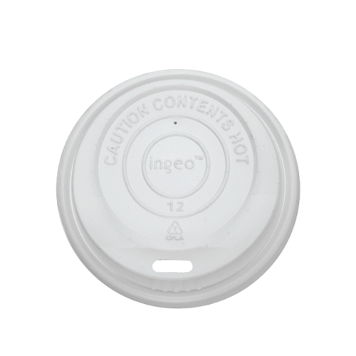 Hot Cup Dome Lid for 8 oz cups, Material: PLA, Color: White, Compostable, 1000/cs