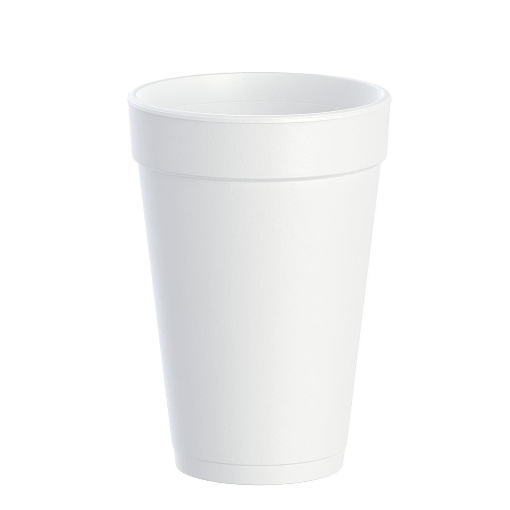 Hot Drink Cup, Capacity: 16 oz., Color: White, Material: Foam, 25 Cups/Sleeve; 40 Sleeves/Cs; 1000 Cups/Cs