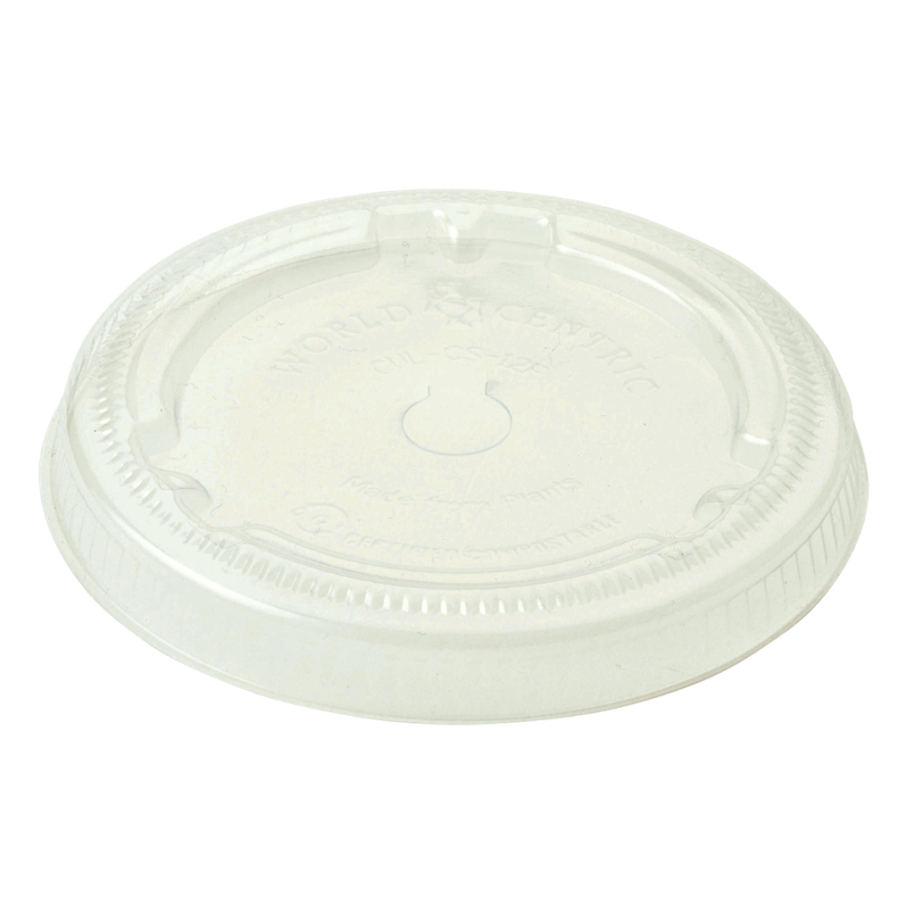 Lid for 10 oz - 22 oz cup, Straw Slot, Material: PLA, Color: Clear, Compostable, 1000/cs