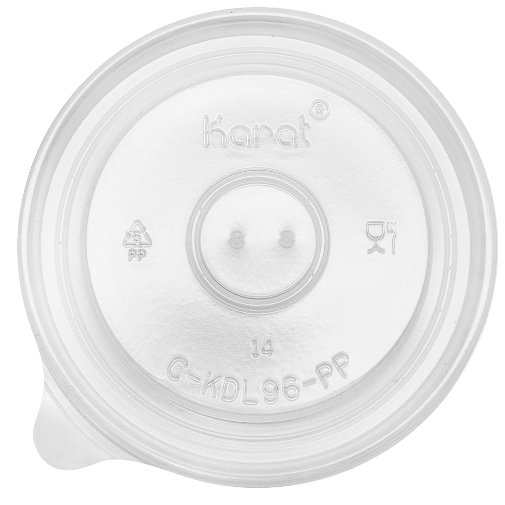 Plastic flat 96mm lid for 10 oz food containers, vented, 1000/cs