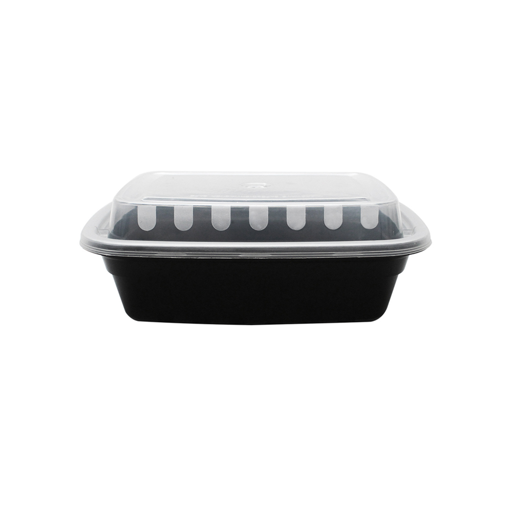 Take-Out Container, 6.0x4.7x1.5, plastic, black base & clear lid, microwaveable & dishwasher safe, 150 sets/cs