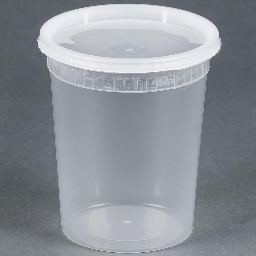 [004039-03] Deli container with matching lid, Capacity: 32 oz, Color: clear, Suitable for hot foods, Microwave, Dishwasher and Freezer Safe, 240 sets/cs