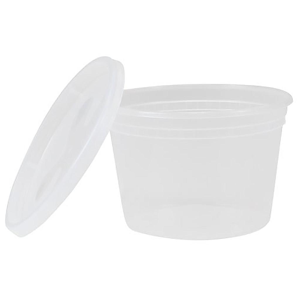 [004040-03] Deli container with matching lid, Capacity: 16 oz, Color: clear, Suitable for hot foods, Microwave, Dishwasher and Freezer Safe, 240 sets/cs