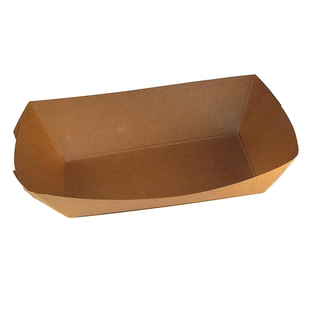 Food Tray, Capacity: 3 lb, Size: 8.125"x5.875"x2.125"H, Material: Uncoated Paperboard, Color: Kraft, Compostable, 500/cs