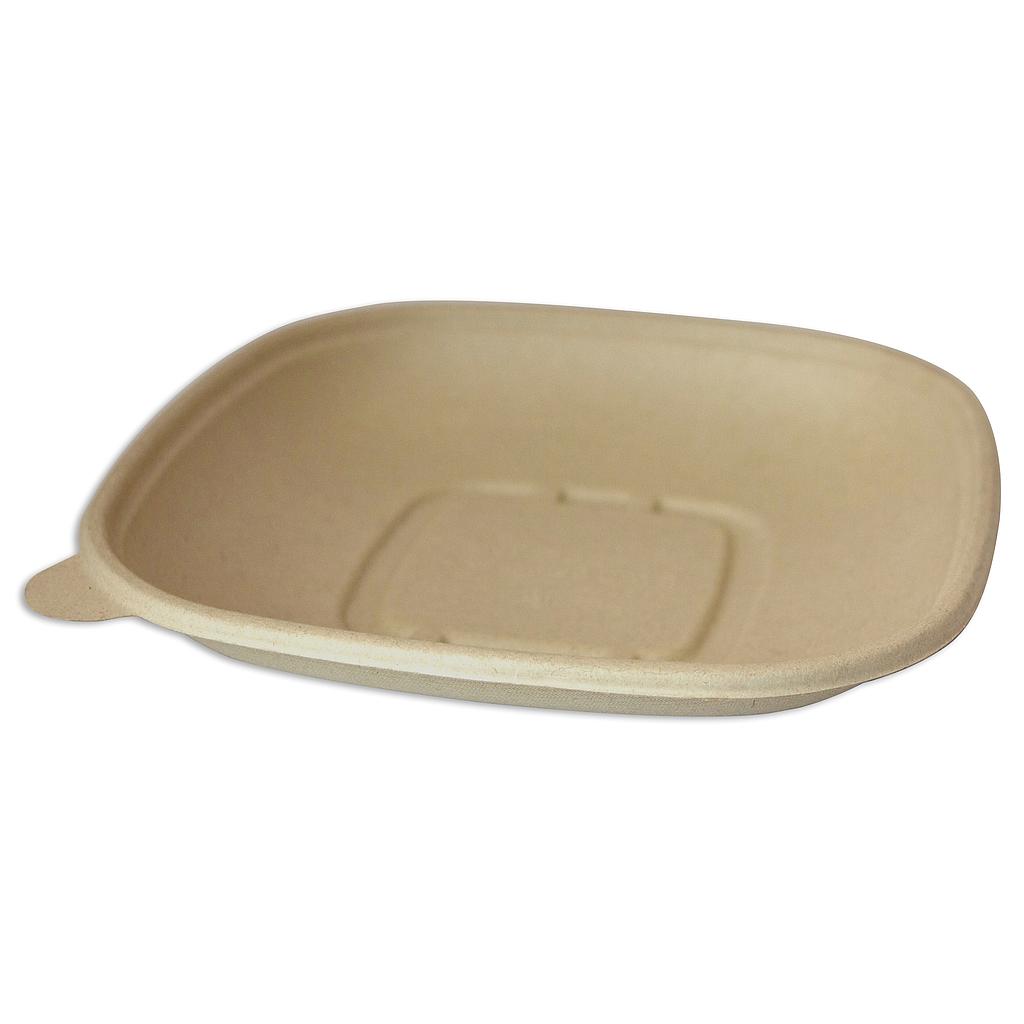 24 oz Square Bowl, Size: 8.5"x8.5"x1.25", Material: Plant Fibers, Color: Natural, Compostable, 400/cs