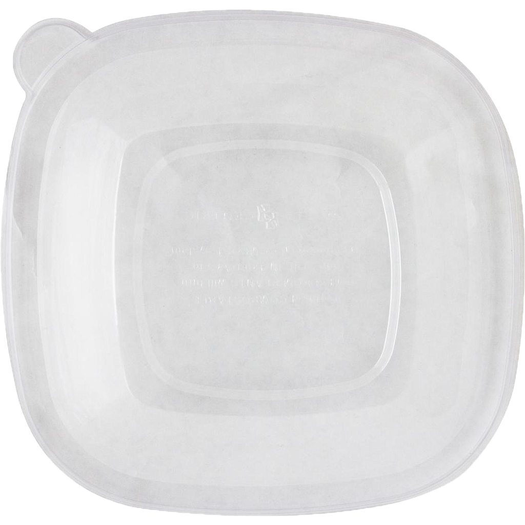 Vented Clear Lid for 24 oz - 48 oz Square Bowl, Material: PLA, Certified Compostable, 200/cs