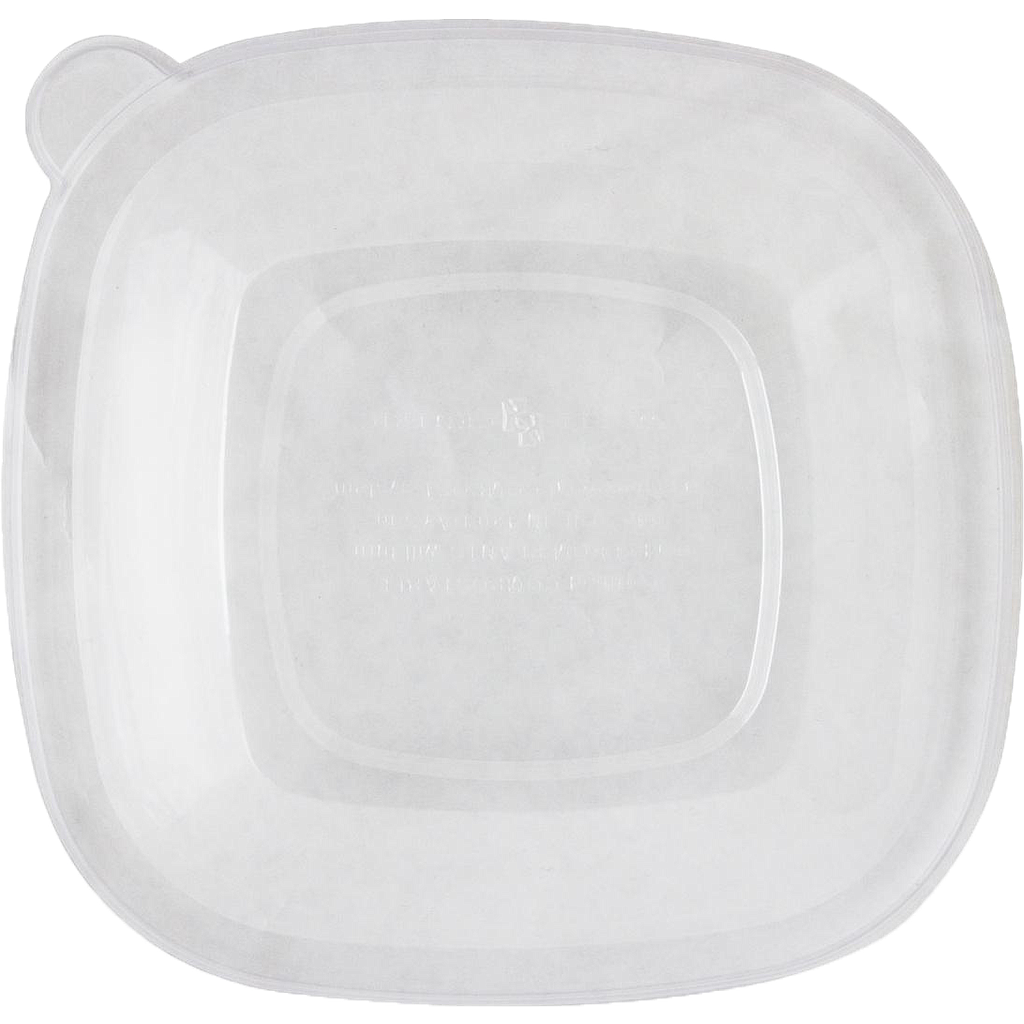 Vented Lid for 24 oz - 48 oz Square Bowl, PLA, Clear, Compostable, 200/cs