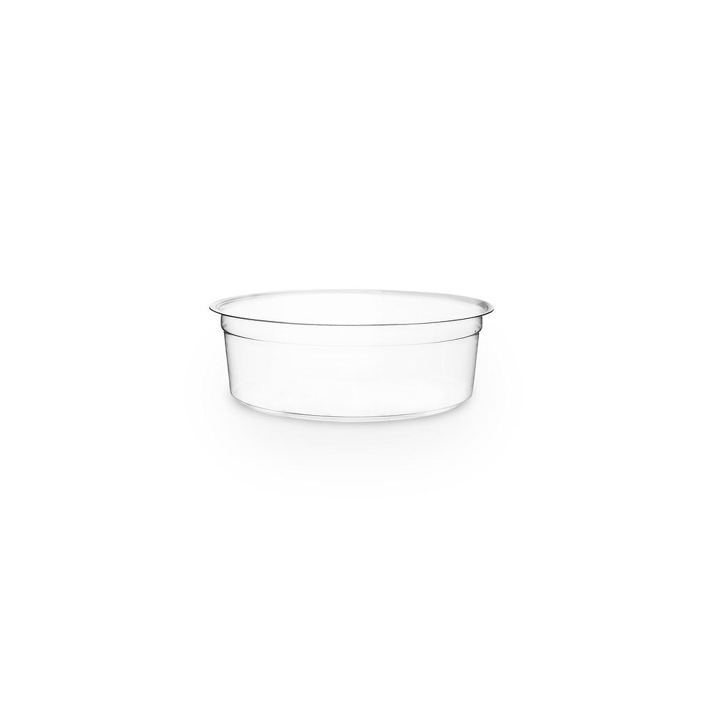8 oz round deli container, Material: PLA, Color: Clear, Compostable, 500/cs