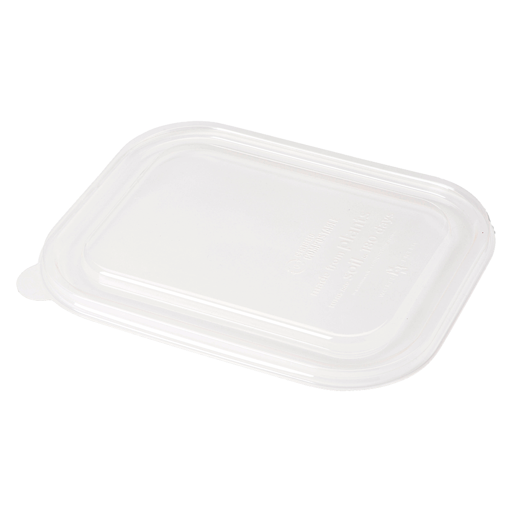 Lid for 17 oz Fiber Tray, Size: 8"x6"x1.5", Material: PLA, Color: Clear, Compostable, 400/cs