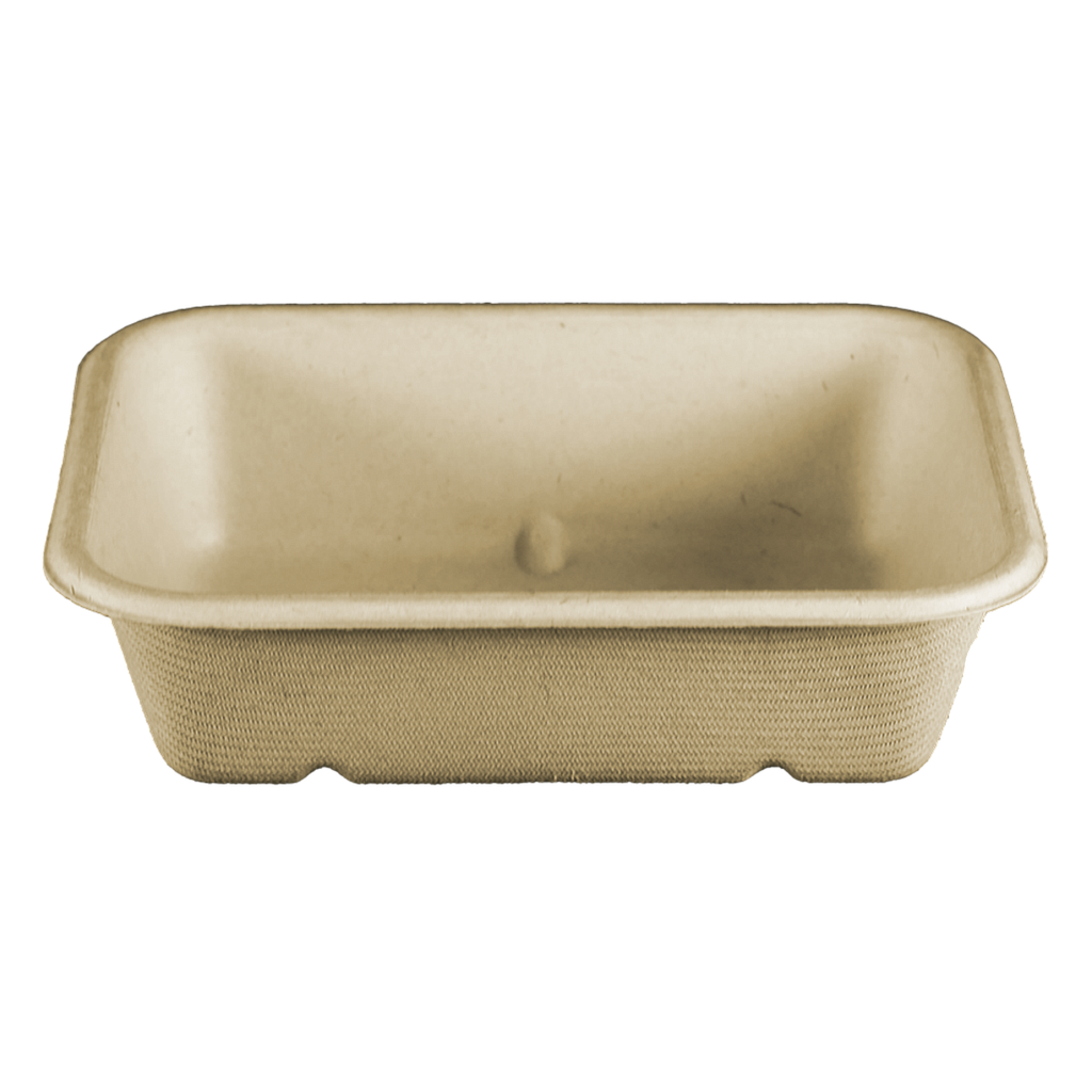 20 oz Fiber Tray, Size: 6.5"x5"x1.5", Material: Unbleached Plant Fiber, Color: Natural, Compostable, 600/cs