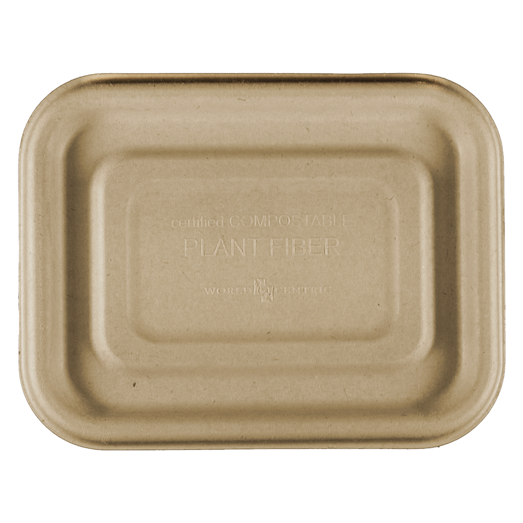 [004114-01] Lid for 20 oz Fiber Tray, Size: 6.5"x5"x1.5", Material: Unbleached Plant Fiber, Color: Natural, Compostable, 600/cs