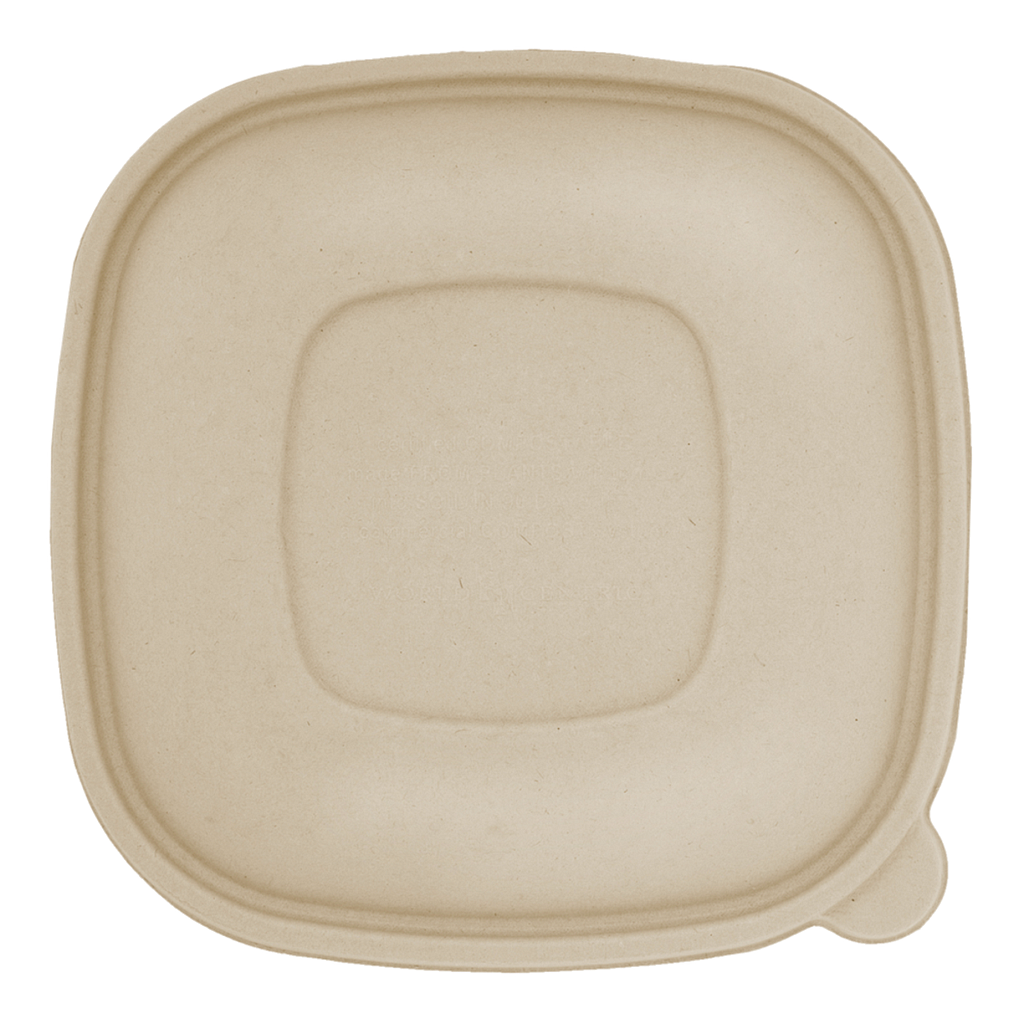 *SPECIAL ORDER ITEM* Lid for 24 oz - 48 oz Square Bowl, Material: Plant Fibers, Color: Natural, Compostable, 400/cs *ESTIMATED DELIVERY 4 TO 6 WEEKS* (NOT RETURNABLE)