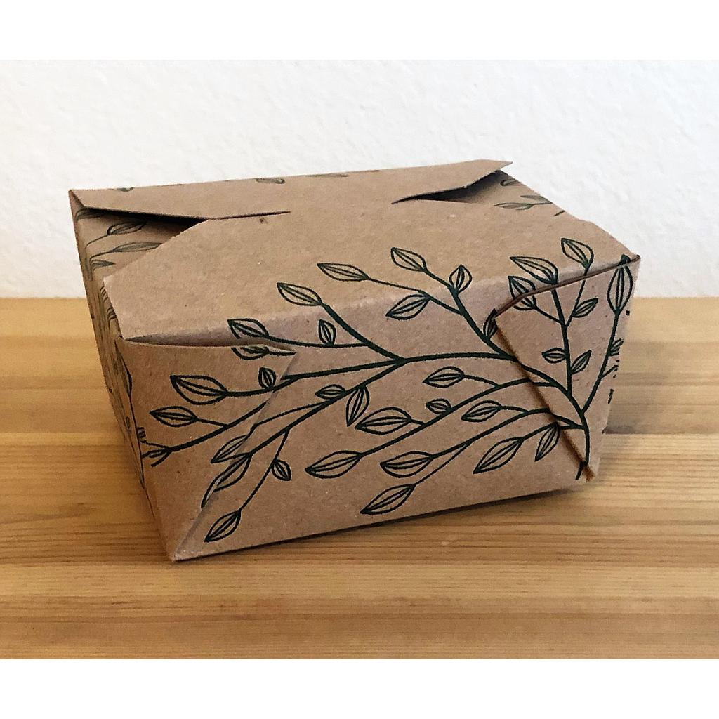 Fold-To-Go Container Eco-Box #1, Size: 4.5"x3.75"x2.5", Color: Kraft, Compostable, 450/cs
