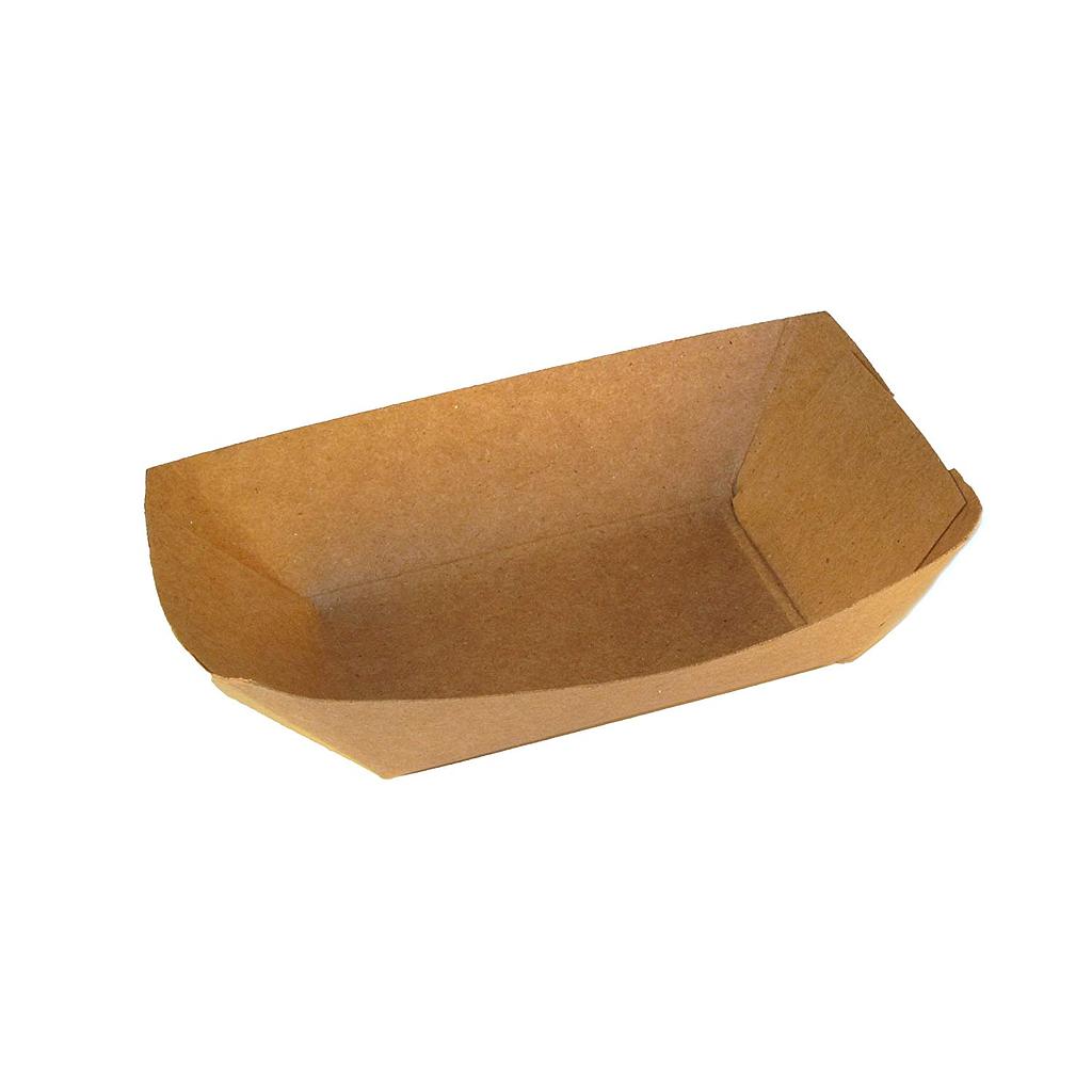 Food Tray, Capacity: 1/2 lb, Size: 5.375"x3.75"x1.25", Material: Uncoated Paperboard, Color: Kraft, Compostable, 1000/cs