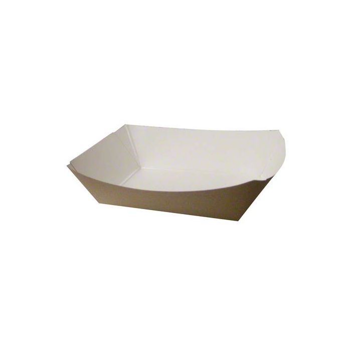 [004186-03] Food Tray, Capacity: 3 lb, Size: 8.125"x5.875"x2.125", Material: Clay Coated Paperboard, Color: Kraft / White, Compostable, 500/cs