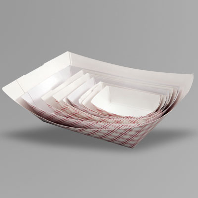 10 lb Food Tray, Red and White Plaid, 1000/cs