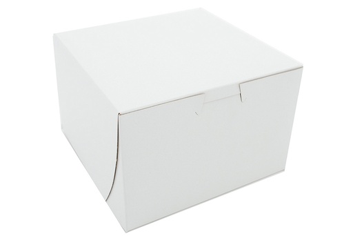 [004235-03] Lock Corner Bakery Box, Size: 6"X6"X4", Color: White/Kraft, Material: Clay Coated News Back, 250/Bundle (CLEARANCE, NOT RETURNABLE)