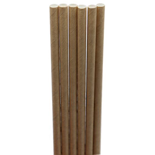 [005034-01] Jumbo straw, Length: 8", Unwrapped, Color: Natural, Material: Paper, Compostable, 6000/cs