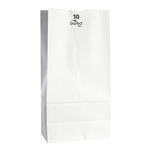 [008049-03] 10# Grocery Bag, Color: White, Size: 6.31"x4.18"x13.37", Material: 35# Paper, Certified Compostable, 100% Recyclable, 500 Bags Per Case