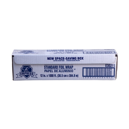 [016027-03] Aluminum Foil in Cutter Box, 12"X1000', Standard Duty, Color: Silver, 1 Roll/Box