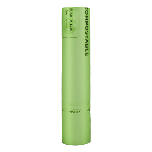 [017021-01] Can Liner, 40"X46", 1 mil, Color: Green with Black Print, perforated rolls, 40-45 Gallon Capacity, Compostable,100/cs