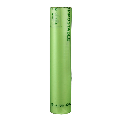 [017024-01] *SPECIAL ORDER ITEM* Can Liner, 33"X39", 1 mil, Green with Black Print, perforated rolls, 33 Gallon Capacity, Compostable, 150/cs *ESTIMATED DELIVERY TIME 6-8 WEEKS* (NOT RETURNABLE)