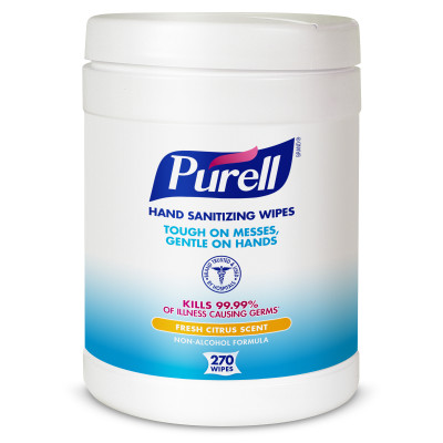 [018056-03] Hand Sanitizing Wipes Canister, Alcohol-Free, 6"x6.75”, Fresh Citrus Scent, 270 wipes per canister, 6 canisters/cs, 13.5 lb