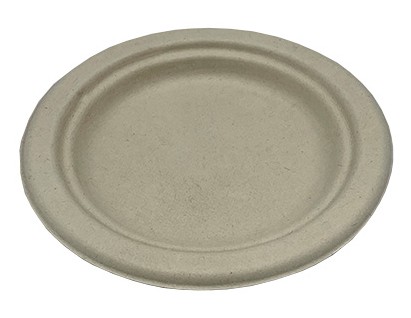 [023015-03] Eco-Friendly Heavy Weight Round Plate, Size: 6", Material: Sugarcane Fiber, Color: Natural, Certified 100% Compostable, 1000/cs