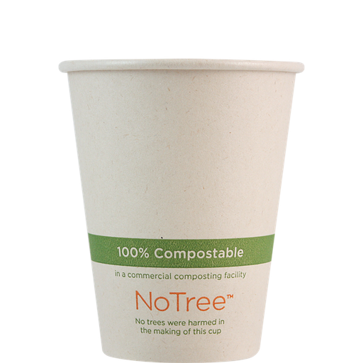[004253-01] 8 oz NoTree Paper Hot Cup, Compostable, Fiber, 1000/cs