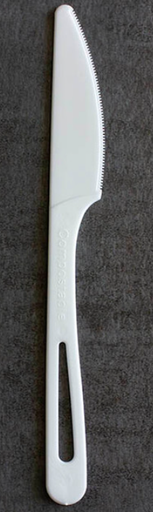 [007009-01] Knife for use with Touchless Utensil Dispenser, Compostable, Length: 6", Material: TPLA, 10 Touchless Refill Packs of 100 Knives; 1000 Knives/cs