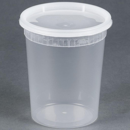 [004039-03] Deli container with matching lid, Capacity: 32 oz, Color: clear, Suitable for hot foods, Microwave, Dishwasher and Freezer Safe, 240 sets/cs