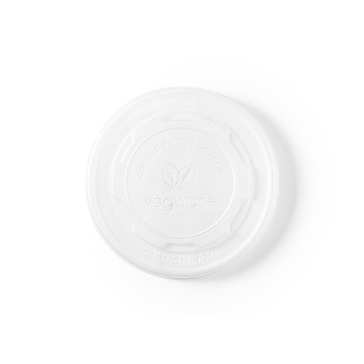 [004050-30] Flat lid for 12-32 oz Hot Food Container, Color: White Translucent, Material: PLA, Compostable, 500/cs