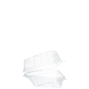 [004068-03] Wedged container with hinged lid, Color: clear, Size: 5.62"x6.12"x3", Material: plastic, 250/cs