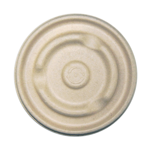 [004070-01] Lid for Round Barrel Bowl, Fits 8-16 oz, Compostable, Bamboo and unbleached plant fiber, Natural, 500/cs, 9 lbs