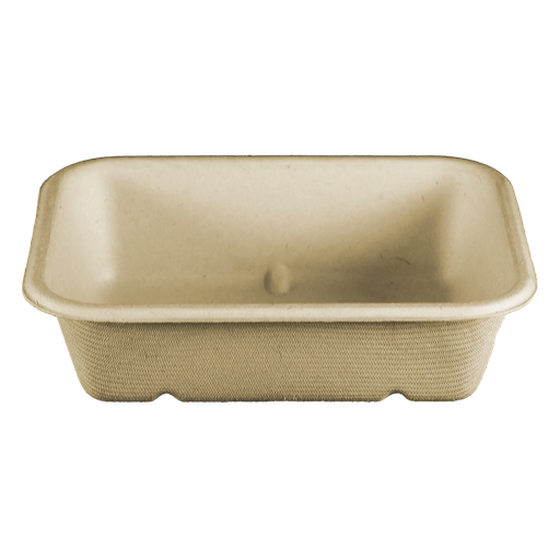 [004113-01] 20 oz Fiber Tray, Size: 6.5"x5"x1.8", Material: Unbleached Plant Fiber, Color: Natural, Compostable, 600/cs